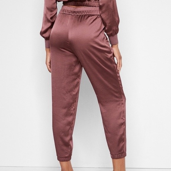 Express Super High Waisted Satin Joggers - Picture 2 of 4
